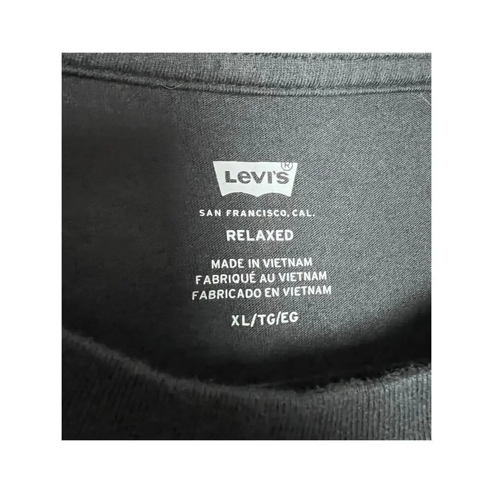 Levi's Shirt Men's Black 501 Embroidered Relaxed Short Sleeve Shirt Size XL